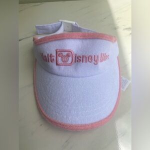 NEW Disney Parks Walt Disney World Terry Cloth Visor White Pink Adult Size NWT